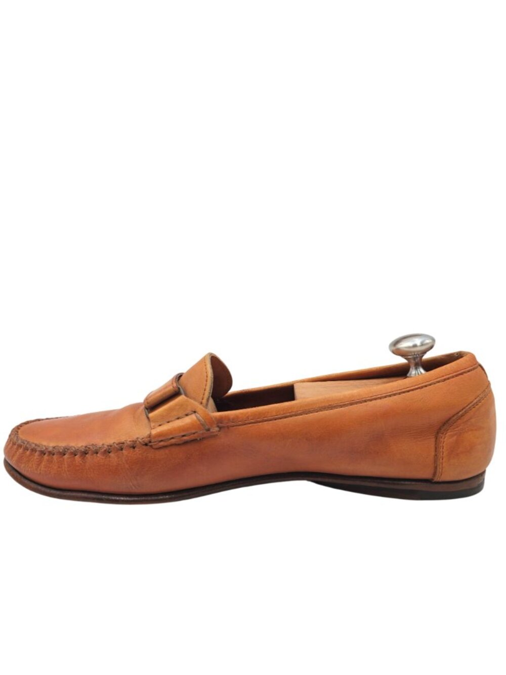 Vintage Salvatore Ferragamo 9.5D Tan Brown Leather Loafers Dress Casual Shoes - Picture 10 of 11
